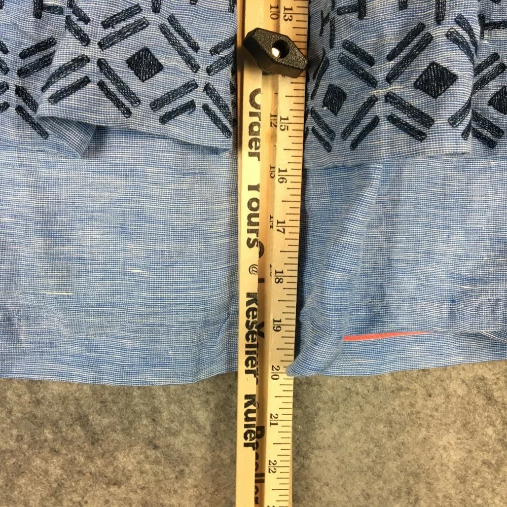 Anthropologie Odille Skirt 4 Blue Linen Blend Layered Embroidered A Line Knee